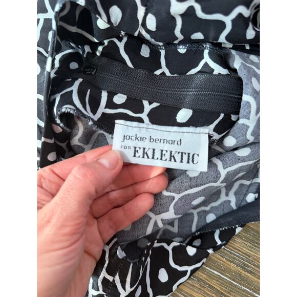 Vintage Jackie Bernard Dress Mid Length Floral Date Night Black White Womens 4 - Picture 8 of 12